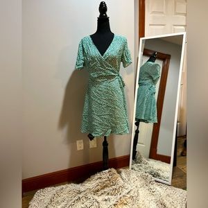 GREEN POKA DOT DRESS